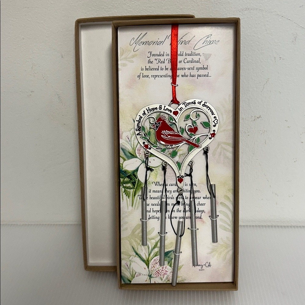 Normans NWT Cardinal Heart Hope Love Hanging Wind Chime Boxed Keepsake Decor